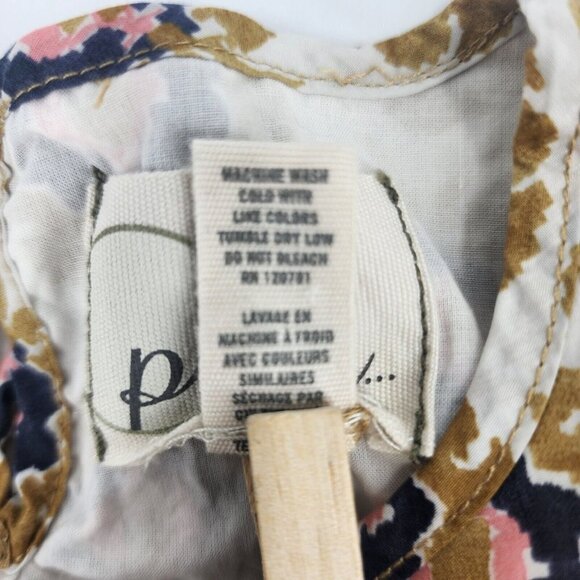 Peek Girls Boho Patterned Ruffled Front Cotton 3/4 Sleeve Blouse Size M 6-7 - Picture 7 of 10